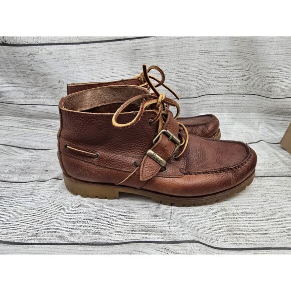 Men's Ralph Lauren Polo Rumford Leather Boots | Brown | Size 9D - Picture 1 of 11